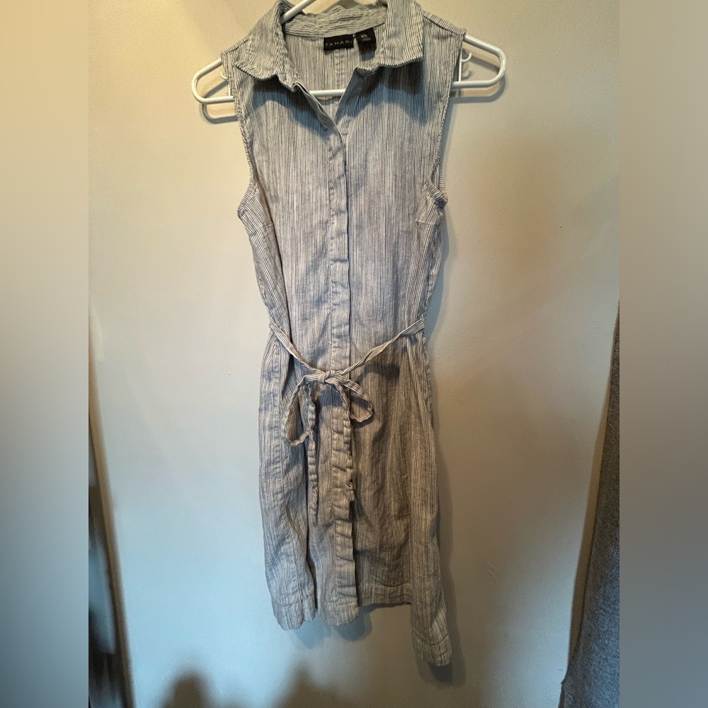 Tahari Pinstripe Tie Dress